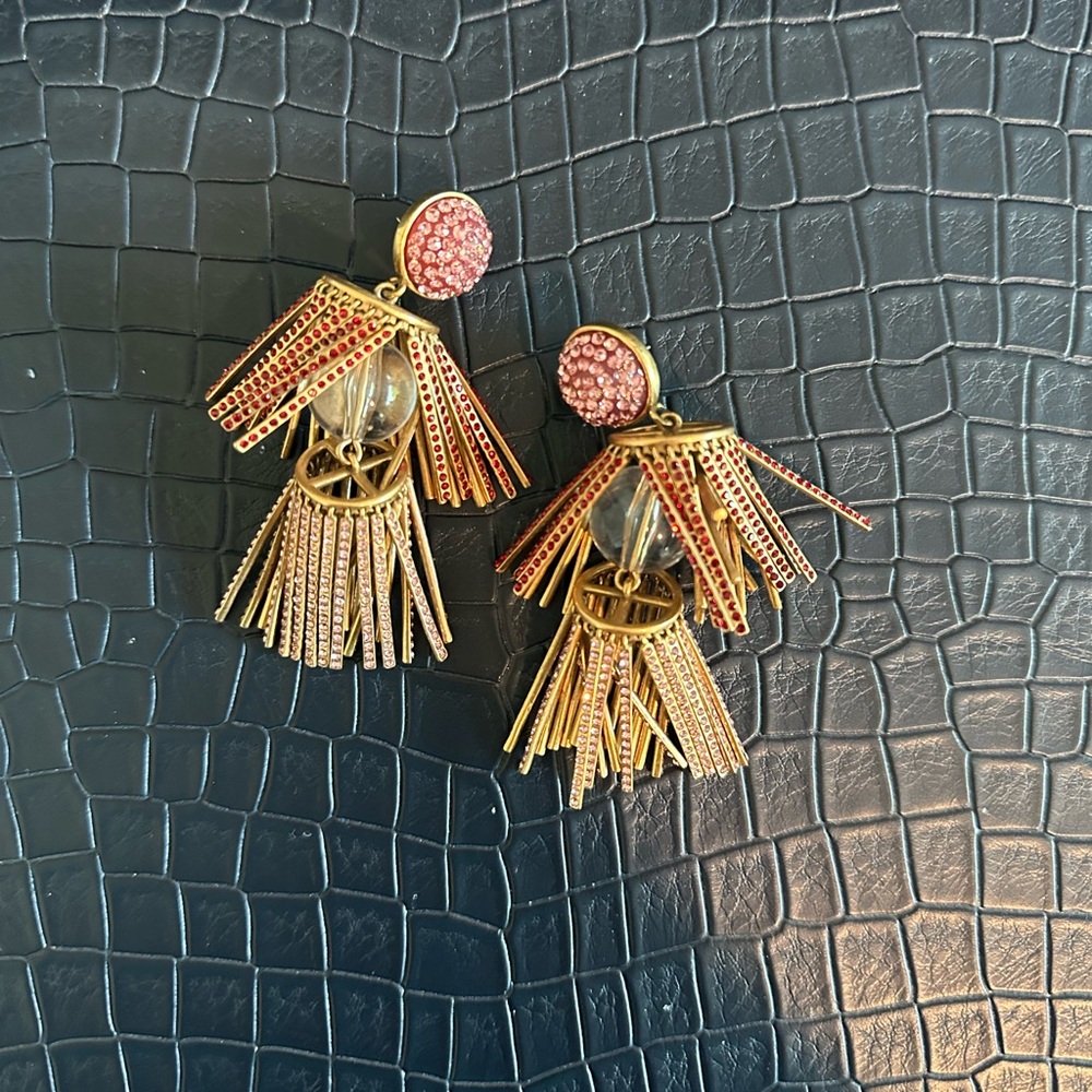 Tuckernuck Gold and Pink Statement Earrings